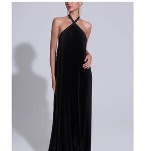 L'Idee Black Sleeveless Spaghetti Strap Maxi Gown